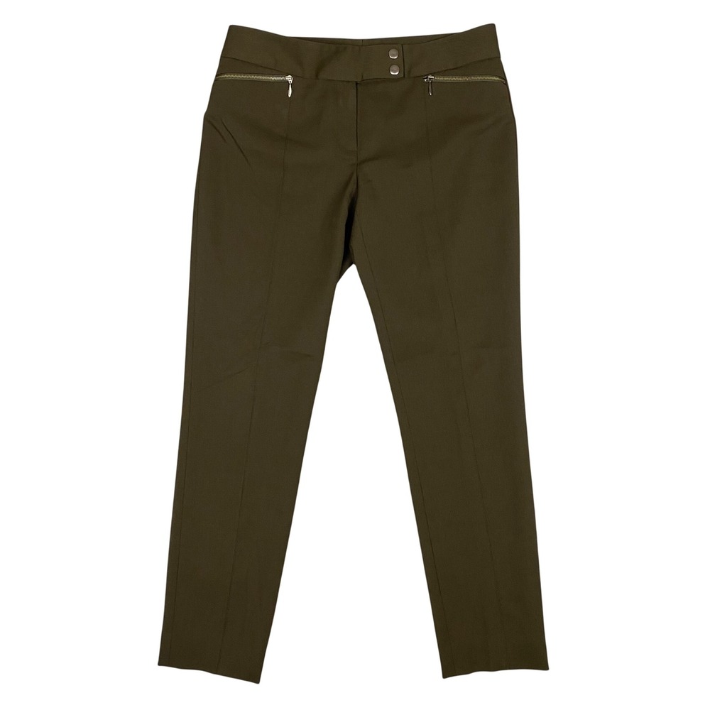 Classiques Entier Olive Green Wool Blend Straight Leg Dress Ankle Pants Womens 8